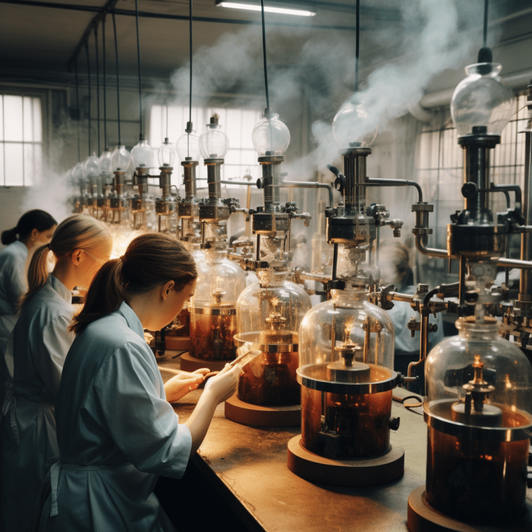 Profumi Equivalenti woman working in a pefume lab 
