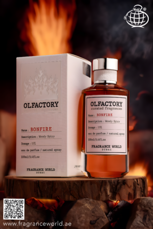 Eau de Parfum Olfactory Bonfire di Fragrance World, Unisex, 100 ml